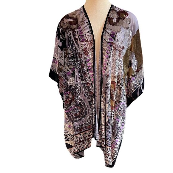 Chico’s Women’s Retro Boho Chic Velvet Cape Cardigan One Size - Picture 1 of 10